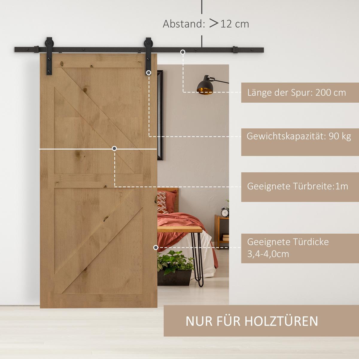 SCHIEBETÜRSYSTEM - Schwarz, Metall (4/0.6/200cm) - HOMCOM