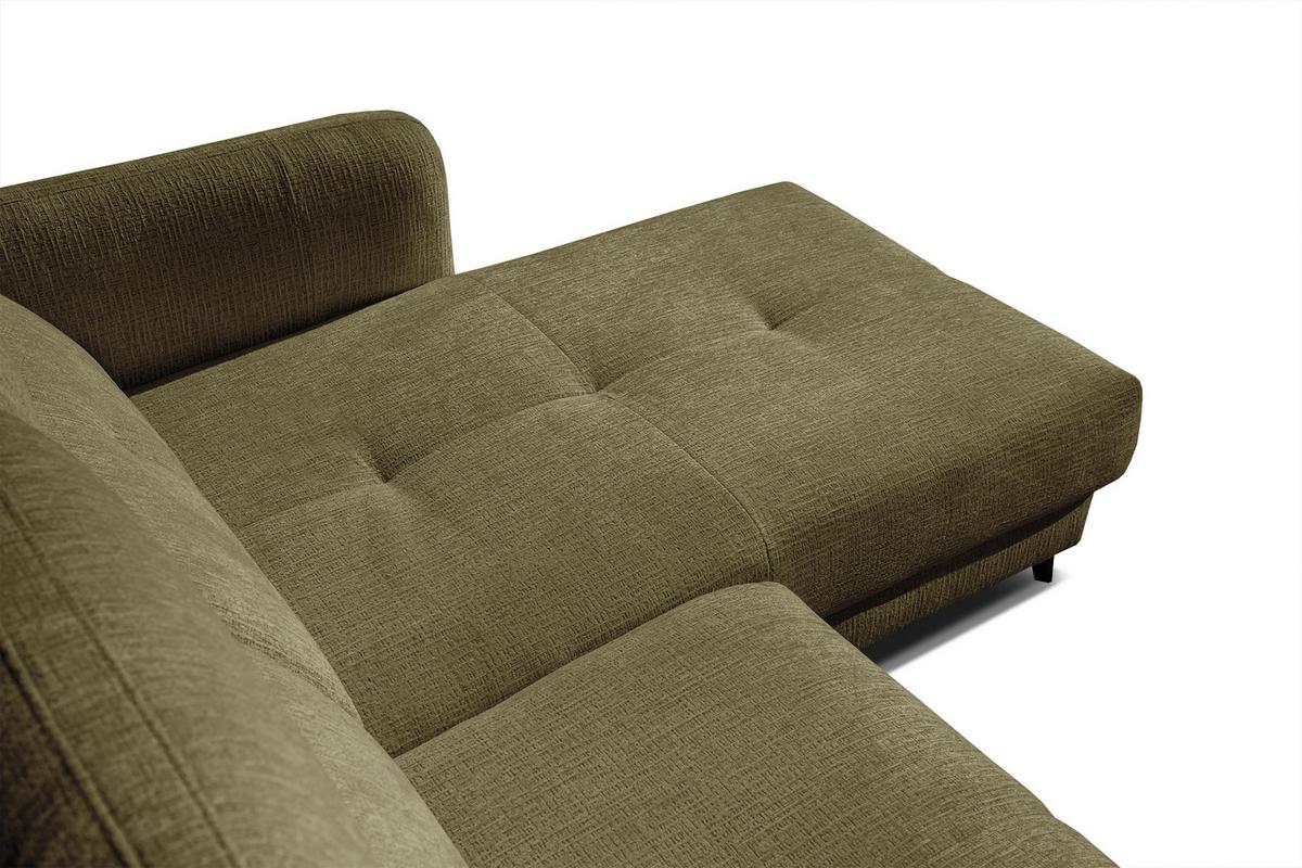 ECKSOFA SVEN 3-Sitzer, 1 Relax XL, verstellbare Kopfstützen, olivgrün - Schwarz/Olivgrün, Holzwerkstoff/Textil (256/163cm) - Wozimo