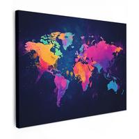 LEINWANDBILD Weltkarte - Bunt - Graffiti Wandbild 40x30 cm - Multicolor, Textil (40/30cm) - MuchoWow