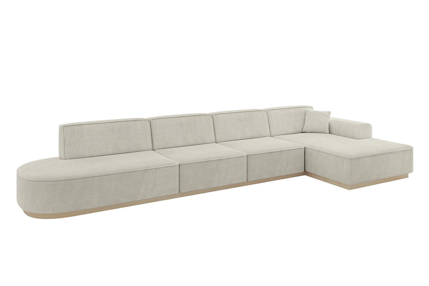 ECKSOFA Ottomane Rechts IREA-L3 - 412x165x80 cm Creme - Ecru/Creme, Holzwerkstoff/Textil (412/165cm) - ALTDECOR