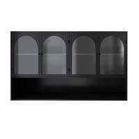WANDSCHRANK 120cm Metall 4 Türen Graues Glas - Schwarz, Metall (120/70/23cm) - Urban Meuble