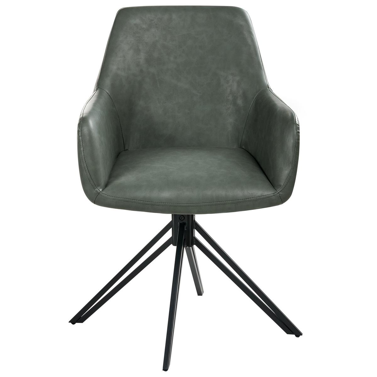ESSZIMMERSTUHL 2er-Set Kunstleder Dunkelgrün Sansarc - Schwarz/Grün, Kunststoff (57/85/59cm) - Beliani