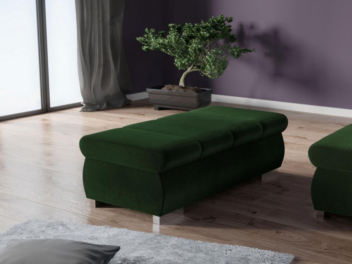 POLSTERHOCKER Bangkok Groß - Silberfarben/Grün, Holz/Kunststoff (120/39/60cm) - MIRJAN24