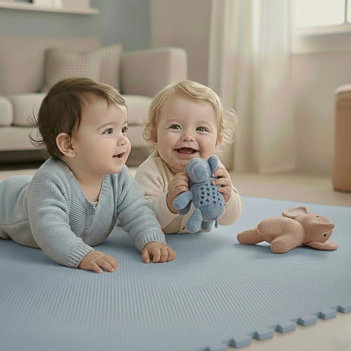 SPIELMATTE ab Null - 90 cm Baby Puzzlematte Blau - Blau, Kunststoff (30/30cm) - Littletom