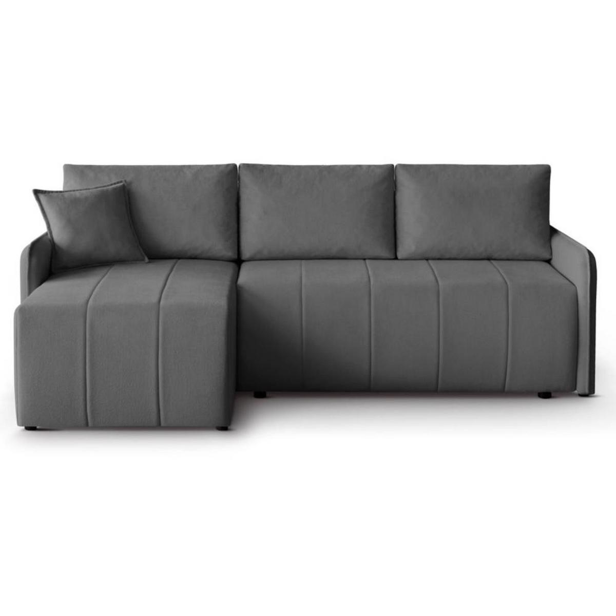 ECKSCHLAFSOFA Capri dunkelgrau - Dunkelgrau/Schwarz, Kunststoff/Textil (223/156cm) - Beautysofa
