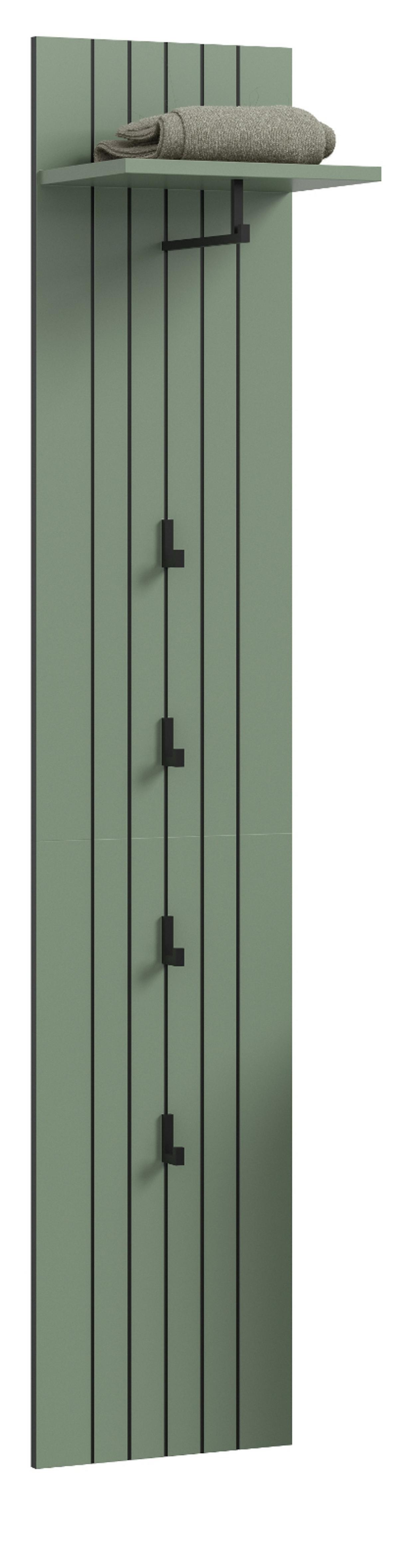 GARDEROBENPANEEL grün 31 x 160 cm, Wandgarderobe mit Kleiderstange - Grün, Holzwerkstoff/Metall (31/160/27cm) - Inn.Furn