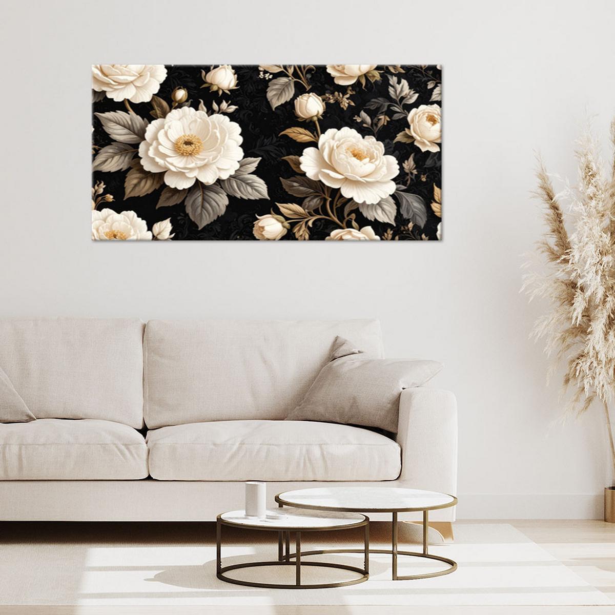 LEINWANDBILD Blumen 100x50cm - Schwarz, Textil (100/50cm) - Feeby