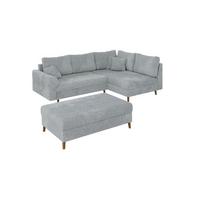ECKSOFA inkl. Hocker Sigurd Hellgrau Chenille - Ottomane rechts - Hellgrau/Braun, Holz/Textil (231/161cm) - S-Style Möbel