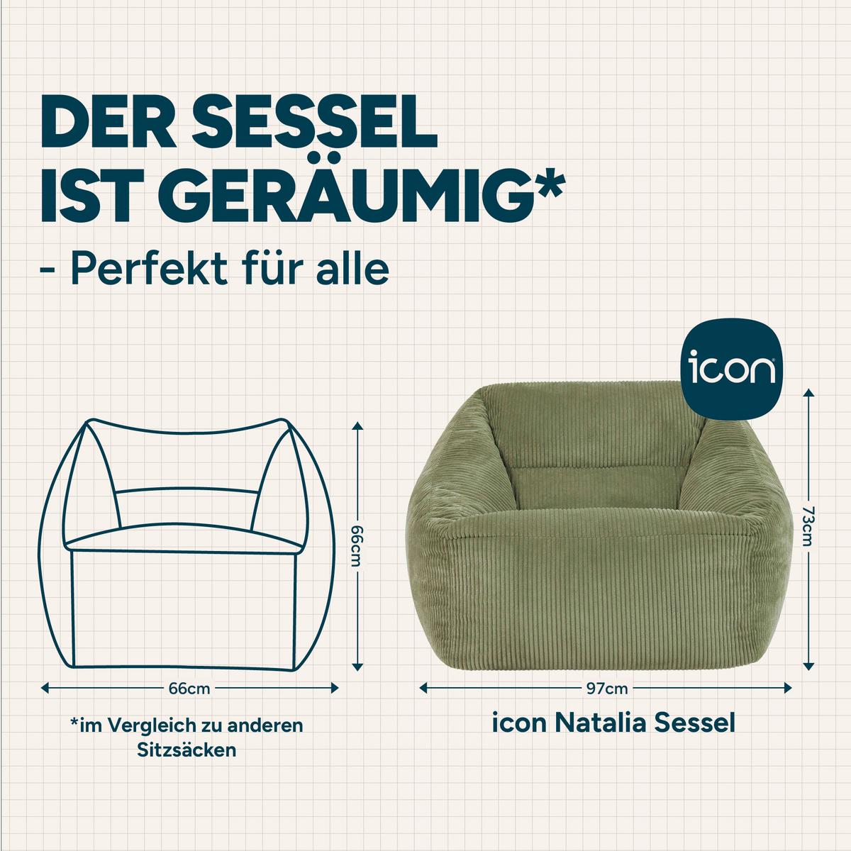 SITZSACK Cord Sessel Natalia - Salbeigrün, Textil (97/73/84cm) - icon
