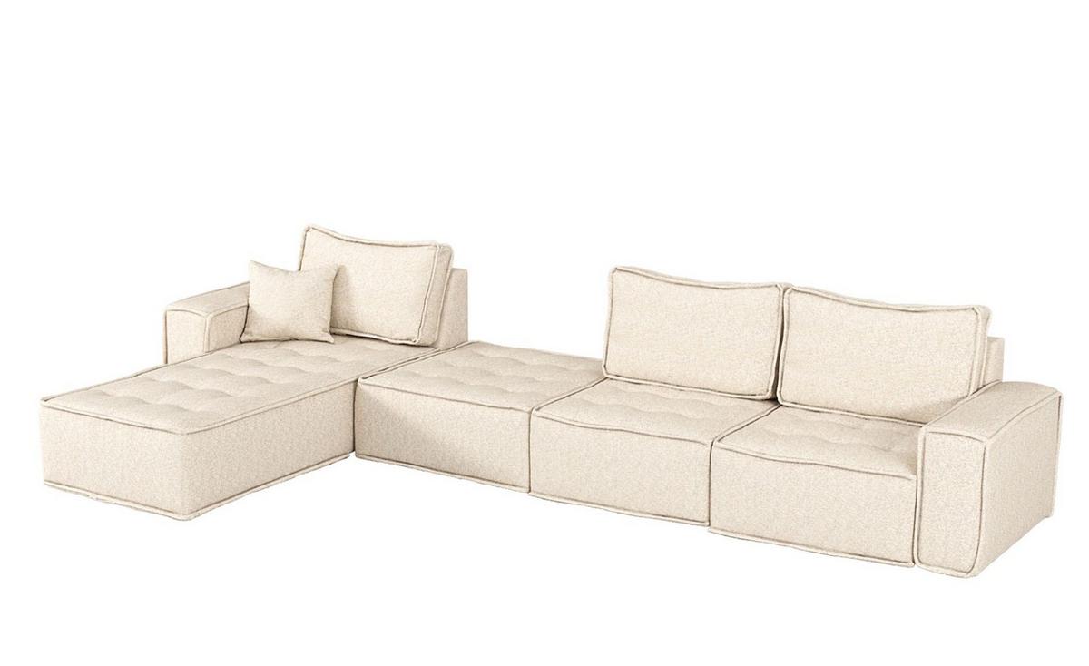 ECKSOFA Sande In Raven - Grün, Holzwerkstoff/Textil (292/192cm) - Fun Möbel