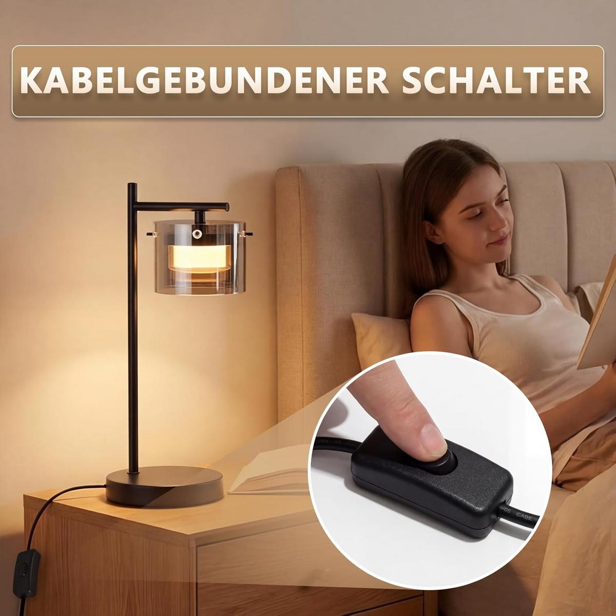 LED TISCHLAMPE Ulenkir 18/12/40 cm - Schwarz, Glas/Metall (18/12/40cm) - ZMH
