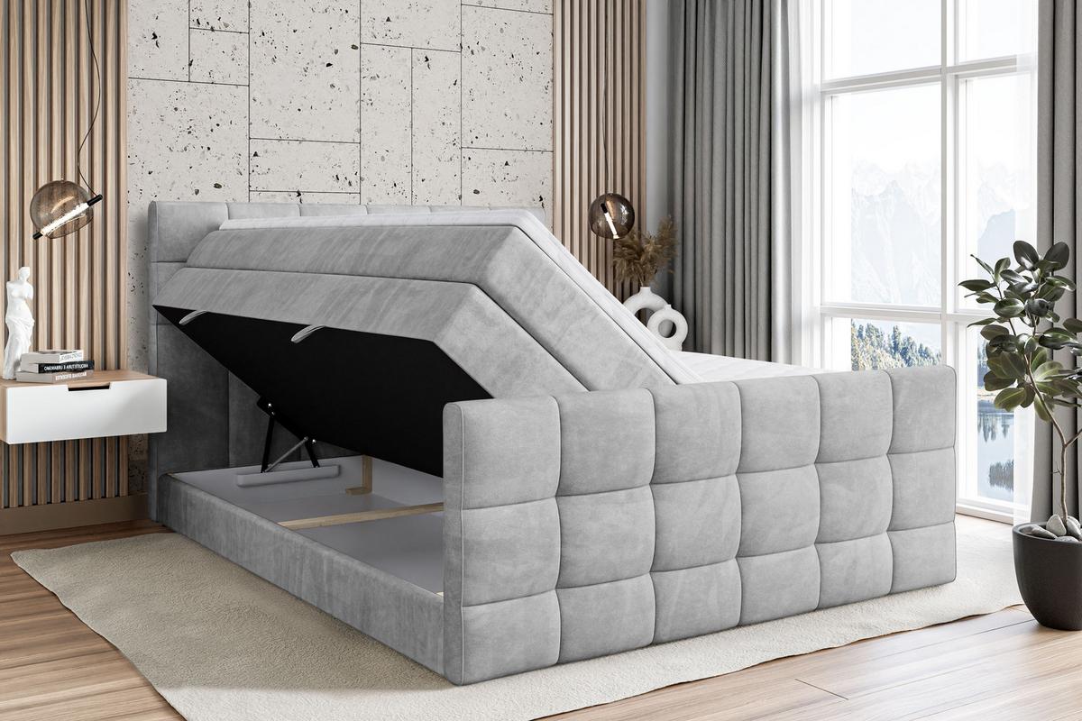 BOXSPRINGBETT APO-Z KING - 140 x 200 - H3/H4 - Hellgrau - Grau, Holzwerkstoff (140/200cm) - ALTDECOR