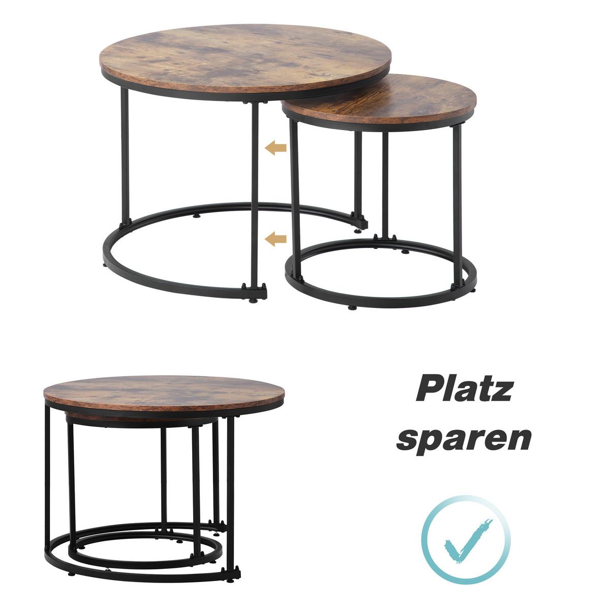 COUCHTISCH-SET 2er-set Holz- Und Schwarzeffekt - Schwarz, Holzwerkstoff/Metall (71/70/50cm) - Urban Meuble