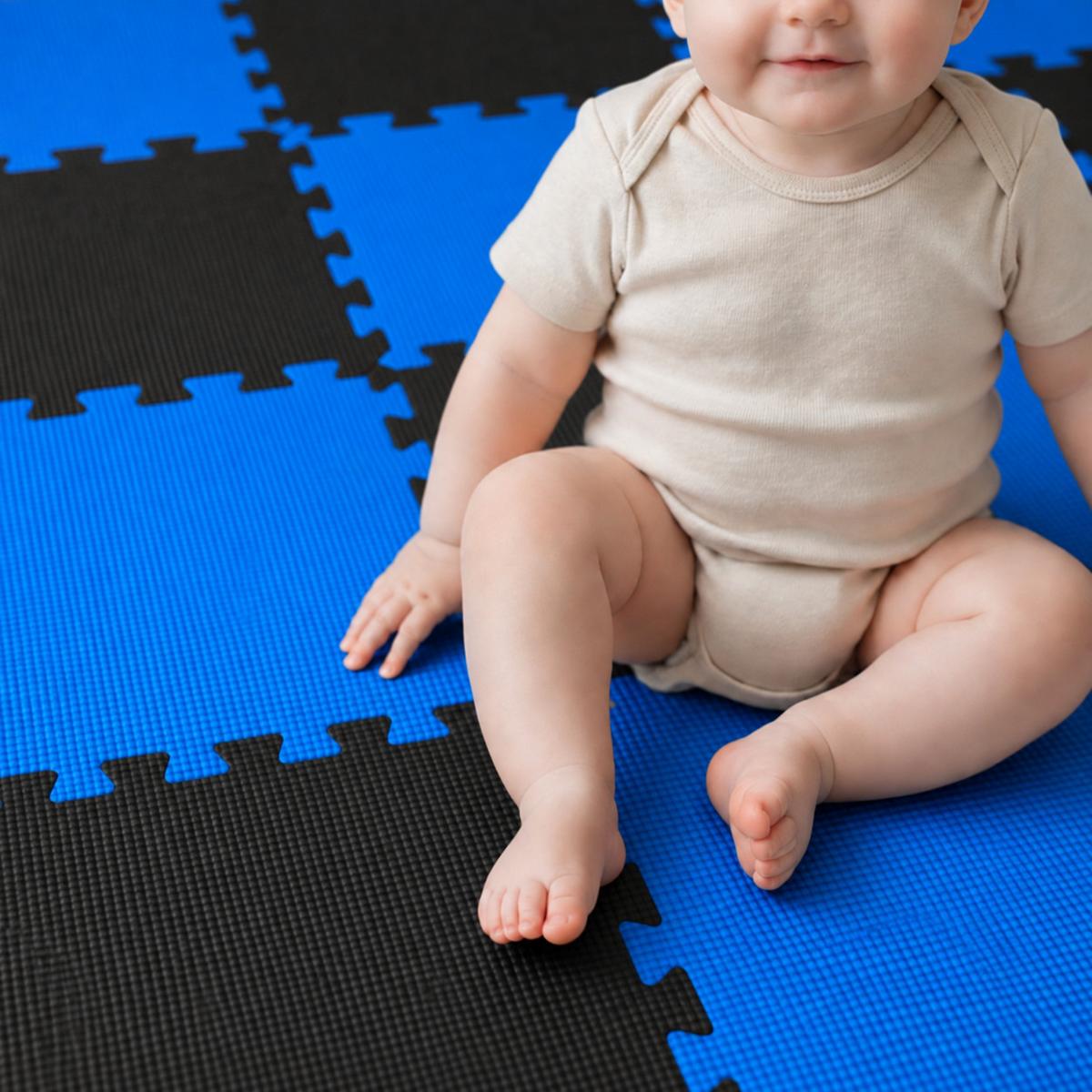 SPIELMATTE ab Null - 180/90 cm Puzzlematte Schwarz - Multicolor, Kunststoff (30/30cm) - Littletom