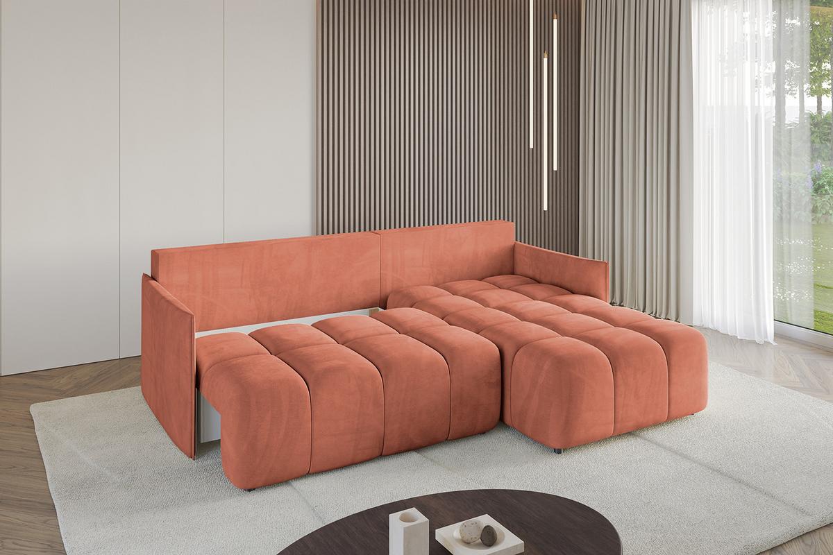 ECKSOFA Ottomane rechts LONLI-L 251x189x68 Koralle Velours - Koralle, Holzwerkstoff/Kunststoff (189/251cm) - ALTDECOR