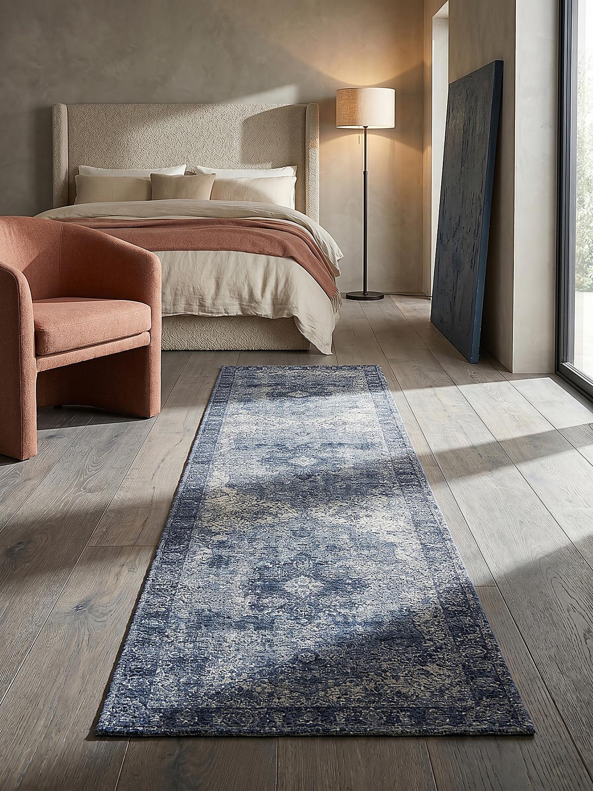 TEPPICH COQUET, im Vintage-Stil, Blau, 60 x 230 cm - Blau, Textil (60/230cm) - KADIMA DESIGN