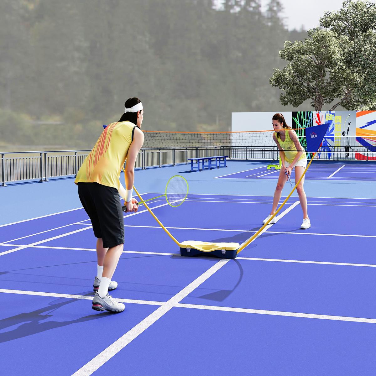 BADMINTONNETZ, Kunststoff, Gelb/Blau, 286L x 33B x 157H cm - Gelb, Kunststoff (33/286cm) - HOMCOM