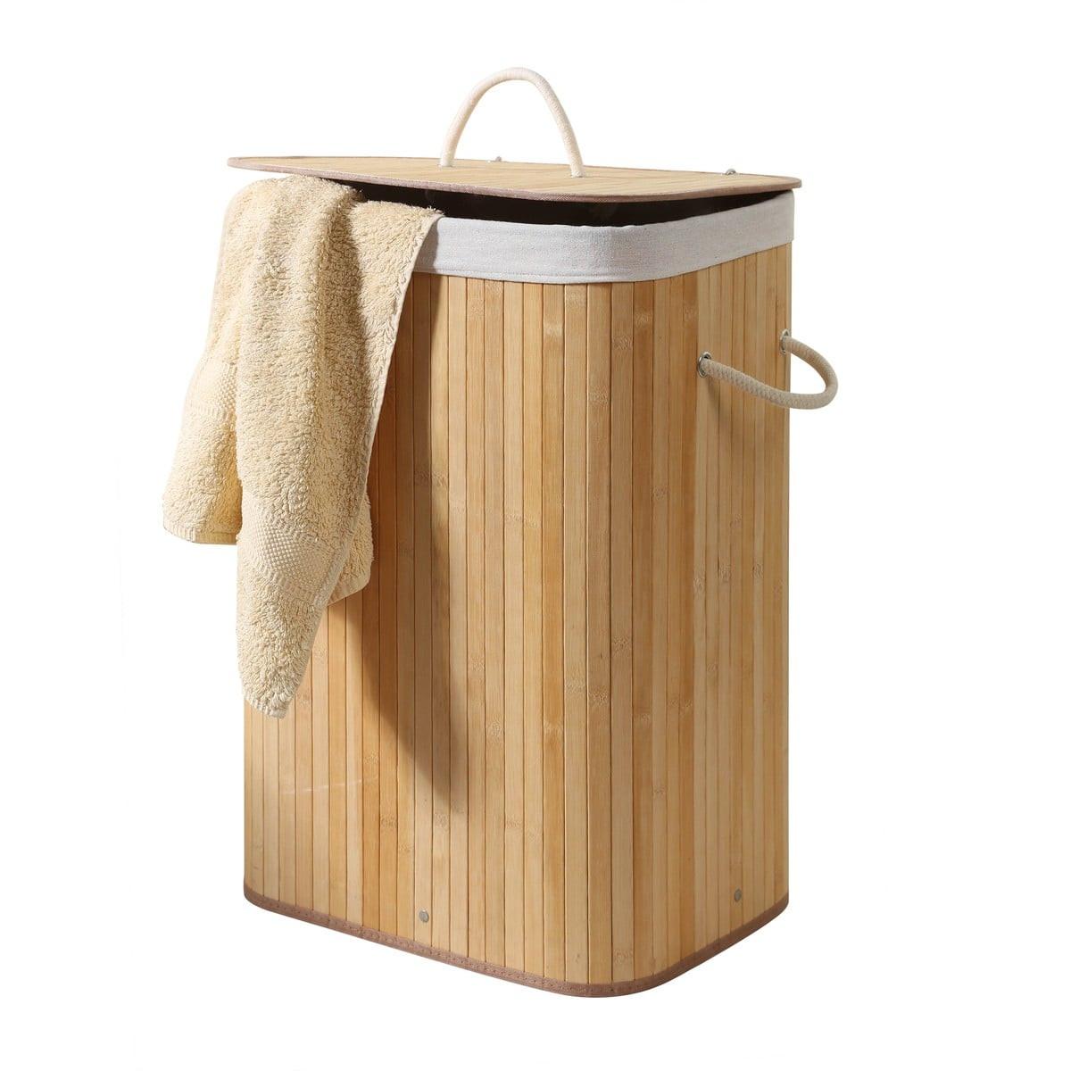 WÄSCHEKORB aus bambus 70l 40/30/60 cm - Eschefarben, Holzwerkstoff (30/60/45cm) - Calicosy