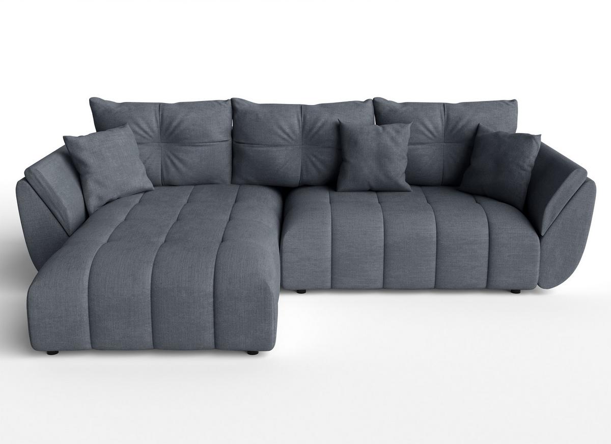 ECKSOFA L Form Verciani Grau 280/190/91 cm mit Schlaffunktion - Schwarz/Grau, Kunststoff/Textil (280/190cm) - AX Living