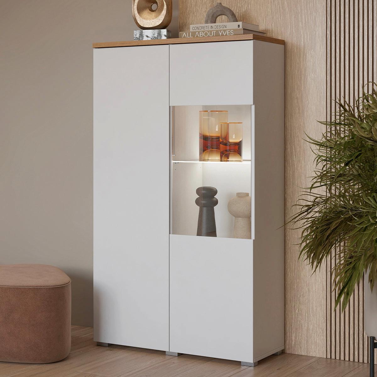 GESCHIRRSCHRANK Liko Weiß und Holz - Weiß, Holzwerkstoff (80/140/34.5cm) - Petits-meubles