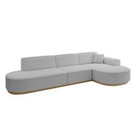 ECKSOFA Ottomane Rechts MARI-L2-v2 - 328x171x83 cm Hellgrau Bouclé - Hellgrau, Holzwerkstoff/Textil (171/328cm) - ALTDECOR