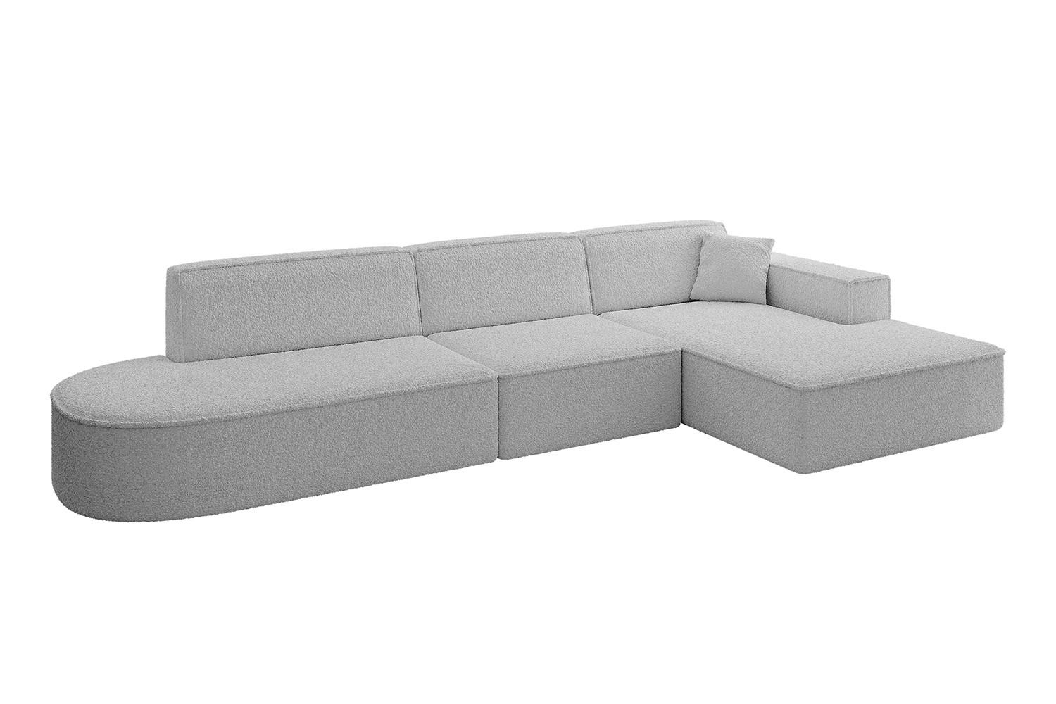 ECKSOFA Ottomane Rechts IREA-L2-v4 - 327x165x77 cm Hellgrau - Hellgrau, Holzwerkstoff/Textil (327/165cm) - ALTDECOR