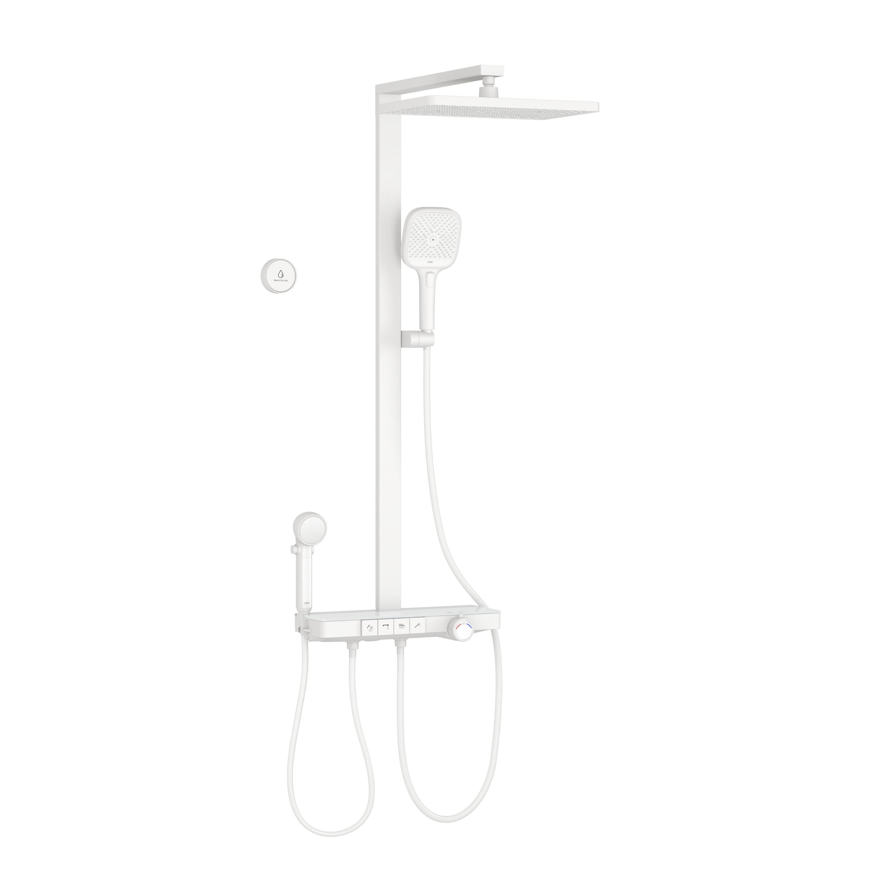 ÜBERKOPFBRAUSESET mit Thermostat und 4 Wasserauslässen 40,9/60/105 cm - Weiß, Metall (40/113/58cm) - EMKE