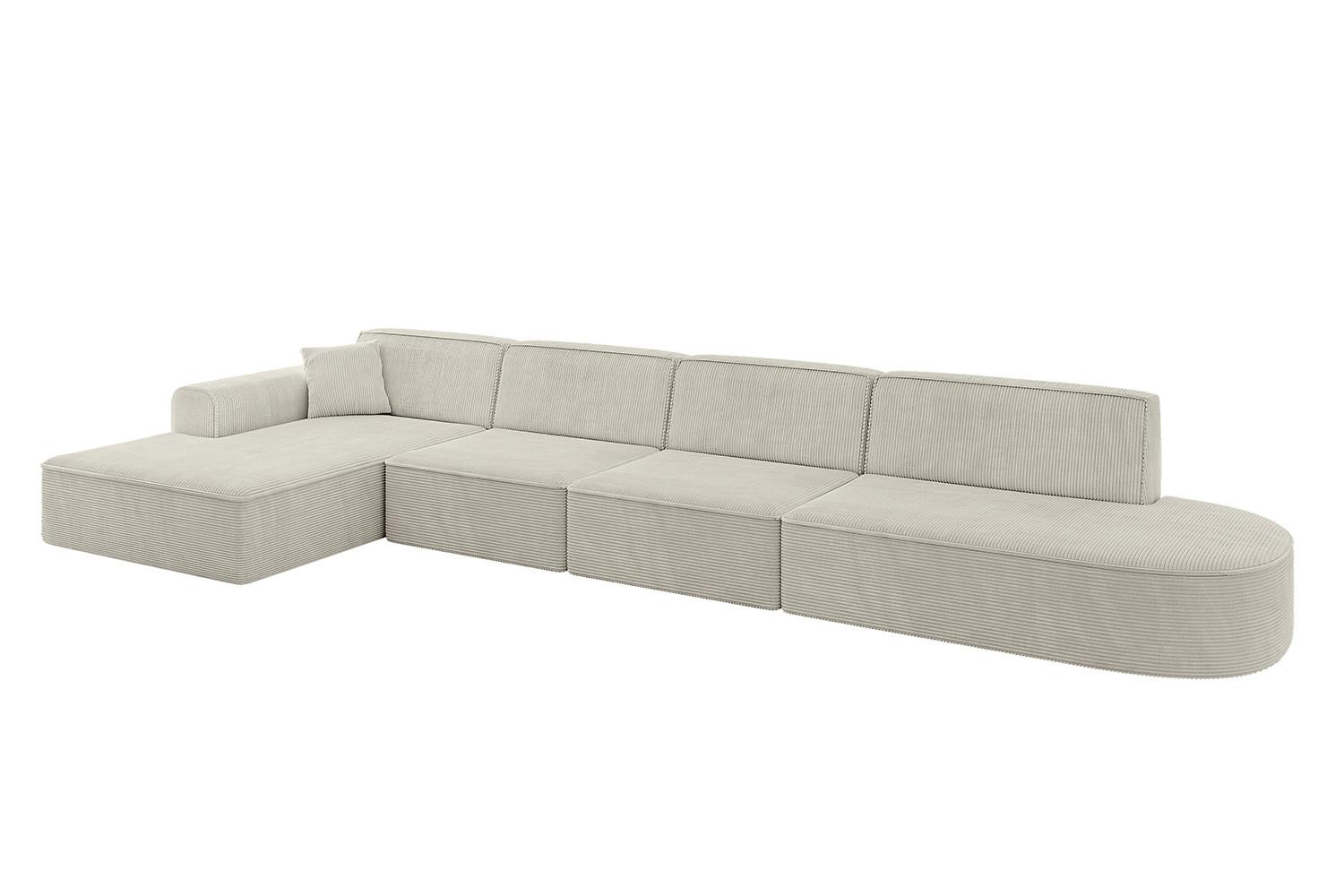 ECKSOFA Ottomane Links IREA-L3-v3 - 412x165x77 cm Creme - Ecru/Creme, Holzwerkstoff/Textil (412/165cm) - ALTDECOR