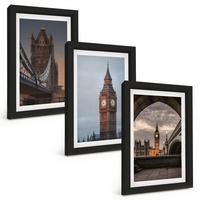 BILDER SET 3er Set - 20x30 cm Schwarzer Rahmen - London Bridge Big Ben Uhr - Schwarz, Kunststoff (20/30cm) - TULUP
