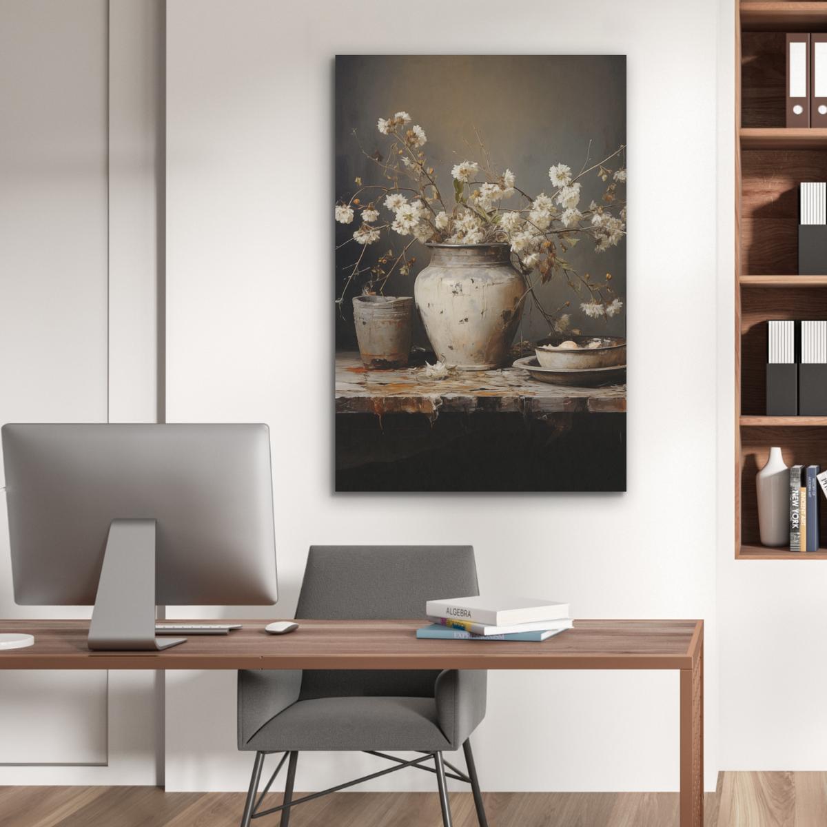 AKUSTIKBILD Stilleben - Blumen - Blumenstrauß - Vase - Wein Wanddeko 60x90 cm - Schwarz, Kunststoff (60/90/0.9cm) - MuchoWow