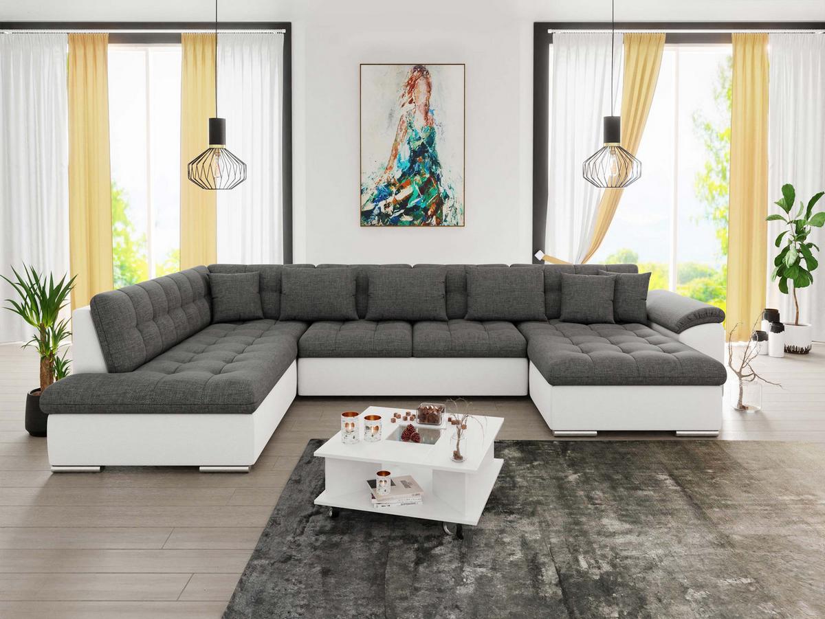 WOHNLANDSCHAFT Niko Bis Lux, Seite: Rechts - Weiß, Holz/Textil (348/76/205cm) - MIRJAN24
