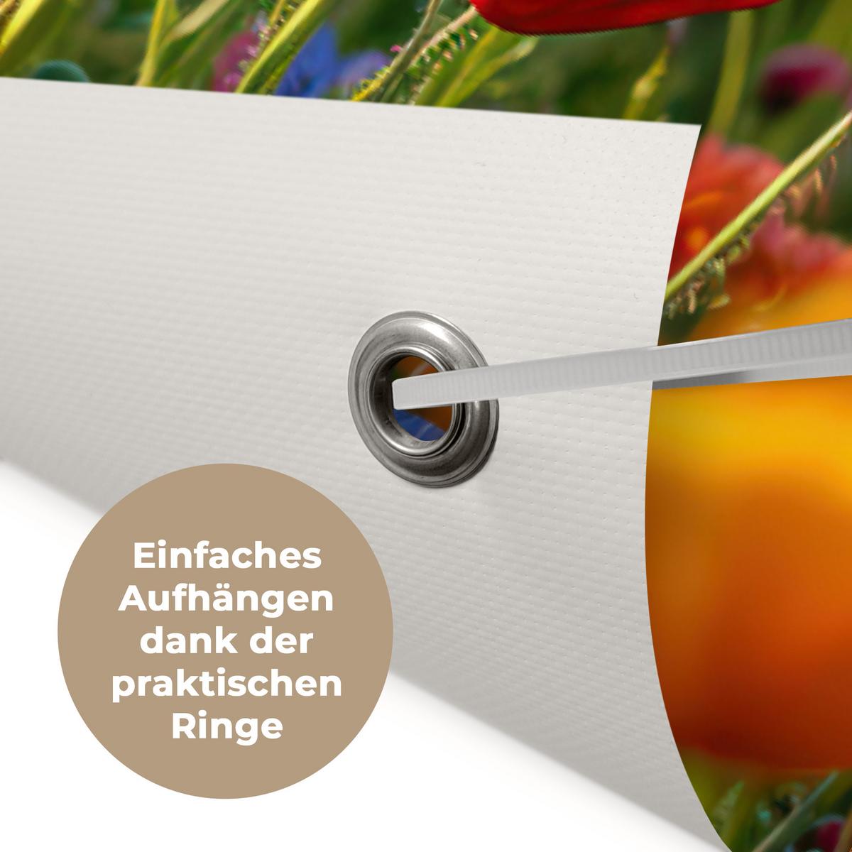 GARTENPOSTER Blumen - Mohnblumen - Farbenfroh - Natur Gartendeko 90x60 cm - Dunkelorange, Kunststoff (90/60/0.2cm) - OnlyWow