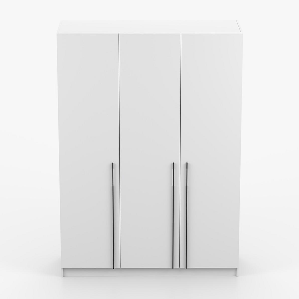 DREHTÜRENSCHRANK ROSA 3D 150/210/55, 3-türig, weiß - Schwarz/Weiß, Holzwerkstoff (150/210/55cm) - imoebel24