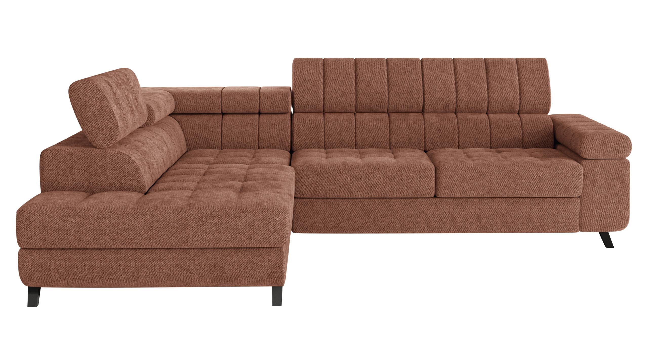 ECKSOFA Nord, Seite: Links - Terracotta/Schwarz, Holz/Textil (264/203cm) - MIRJAN24