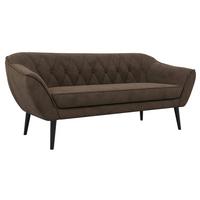 3-SITZER-SOFA PIRS - Braun Velvet - Schwarze Beine - Dunkelbraun/Schwarz, Holzwerkstoff/Textil (180/75/74cm) - MKS