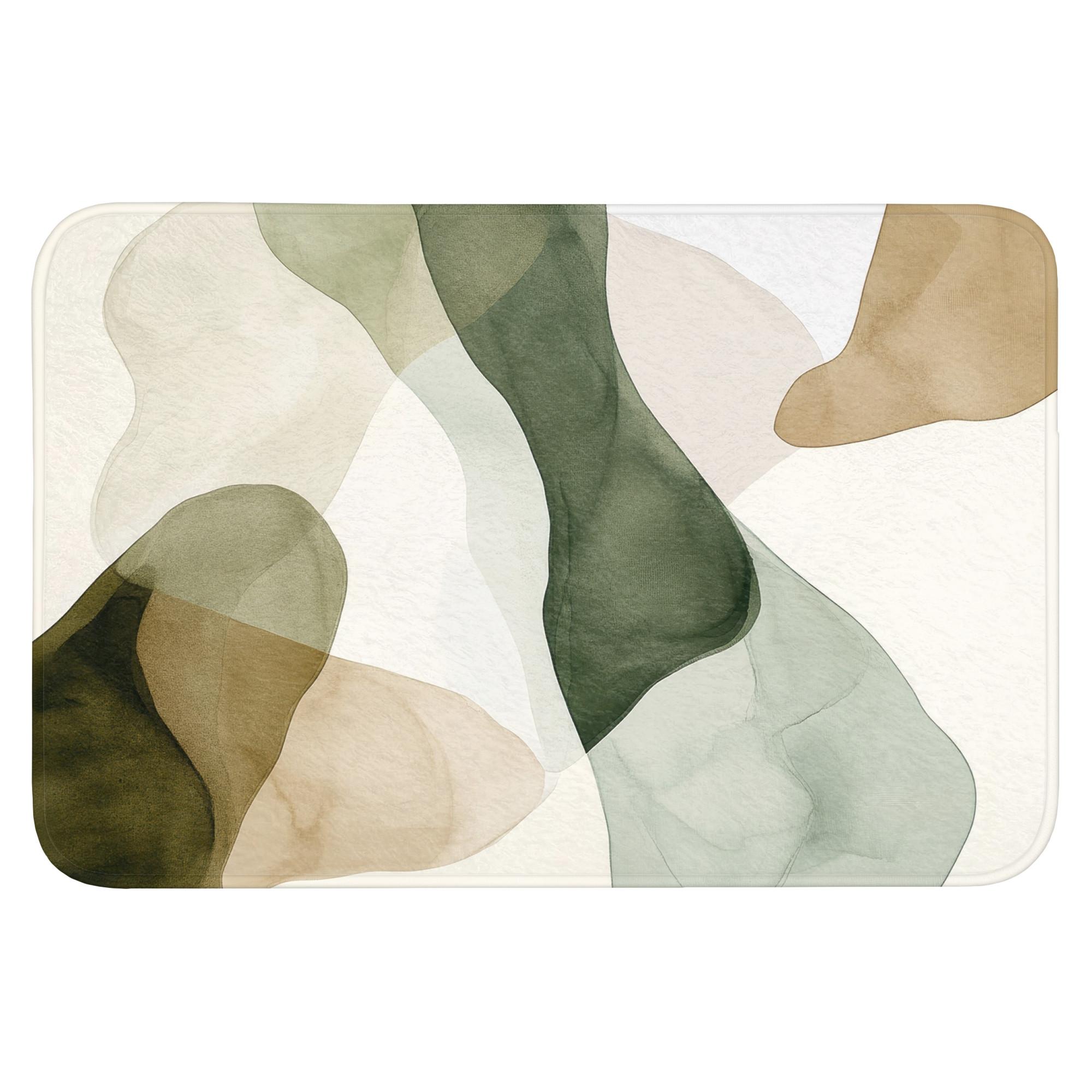 BADEMATTE Japandi - Abstrakt - Grün Badvorleger 90x60 cm - Grün, Textil (90/60cm) - OnlyWow