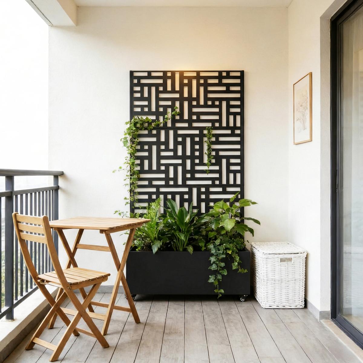 BLUMENKASTEN mit Trennwand Bernalda - Schwarz, Metall (120/186/40cm) - casa.pro