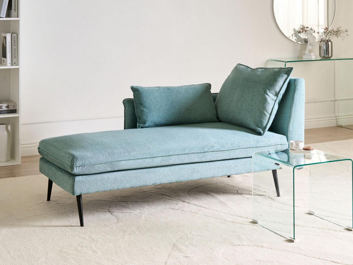 CHAISELONGUE-RECHTSSEITIGE Stoff Hellblau Yerres - Blau/Schwarz, Textil (168/79/87cm) - Beliani