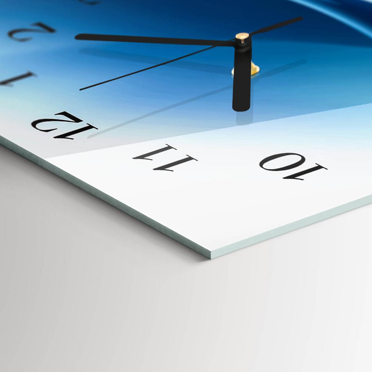 WANDUHR aus Glas 60x30 cm - Blaue Wellen - Blau, Glas (60/30/0.4cm) - TULUP