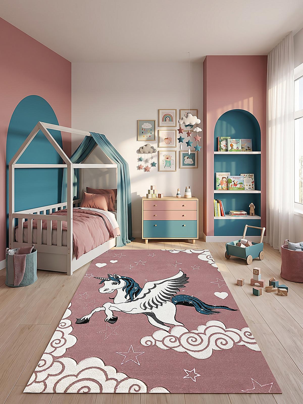KINDERTEPPICH Kurzflor Sterne IDRO Polypropylen Pink 80 x 150 cm - Rosa, Textil (80/150cm) - KADIMA DESIGN