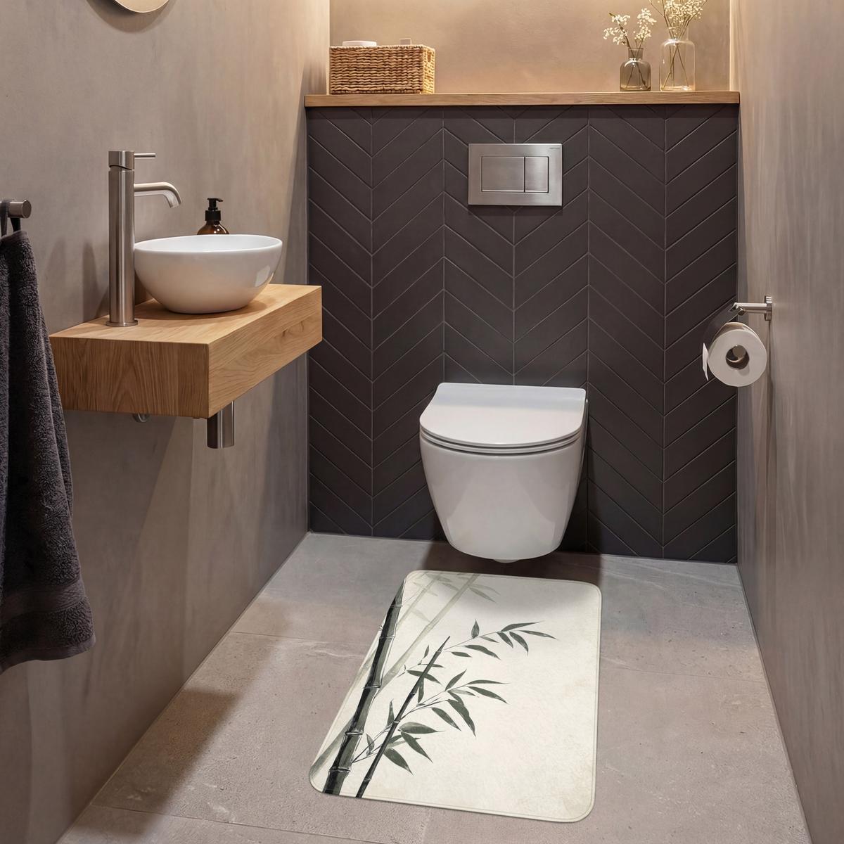 WC-VORLEGER Japandi - Bambus - Beige WC Teppich 50x80 cm - Ecru, Textil (50/1cm) - OnlyWow