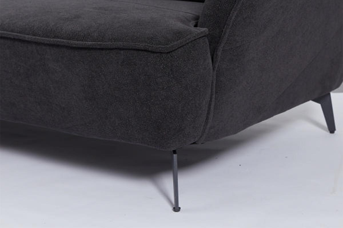 DESIGNSOFA GARBO Schwarz Webstoff - Schwarz, Textil/Metall (280/92/158cm) - KAWOLA