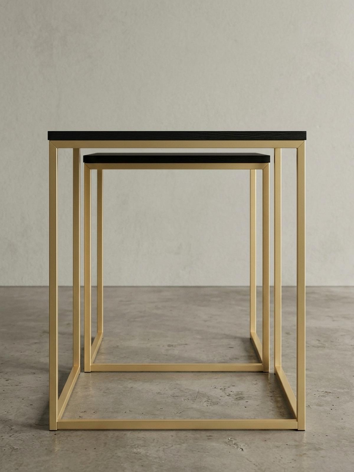 COUCHTISCH 2er Set Metallgestell Glas MDF-Platte TRONTO, Gold 40x40x42 cm - Goldfarben, Holz/Metall (40/40/42cm) - KADIMA DESIGN