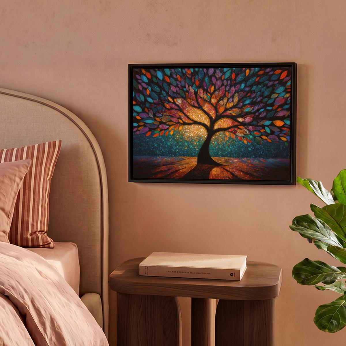 LEINWAND Bilder mit Rahmen - Mosaik - Bunt - Baum - Äste - 40x30 - Multicolor, Textil (40/30cm) - MuchoWow