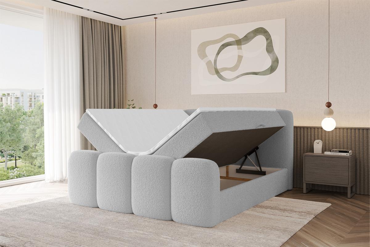 BOXBETT mit Matratze H4 - NINA-Z - 140x200 cm Hellgrau - Hellgrau, Holzwerkstoff (140/200cm) - ALTDECOR
