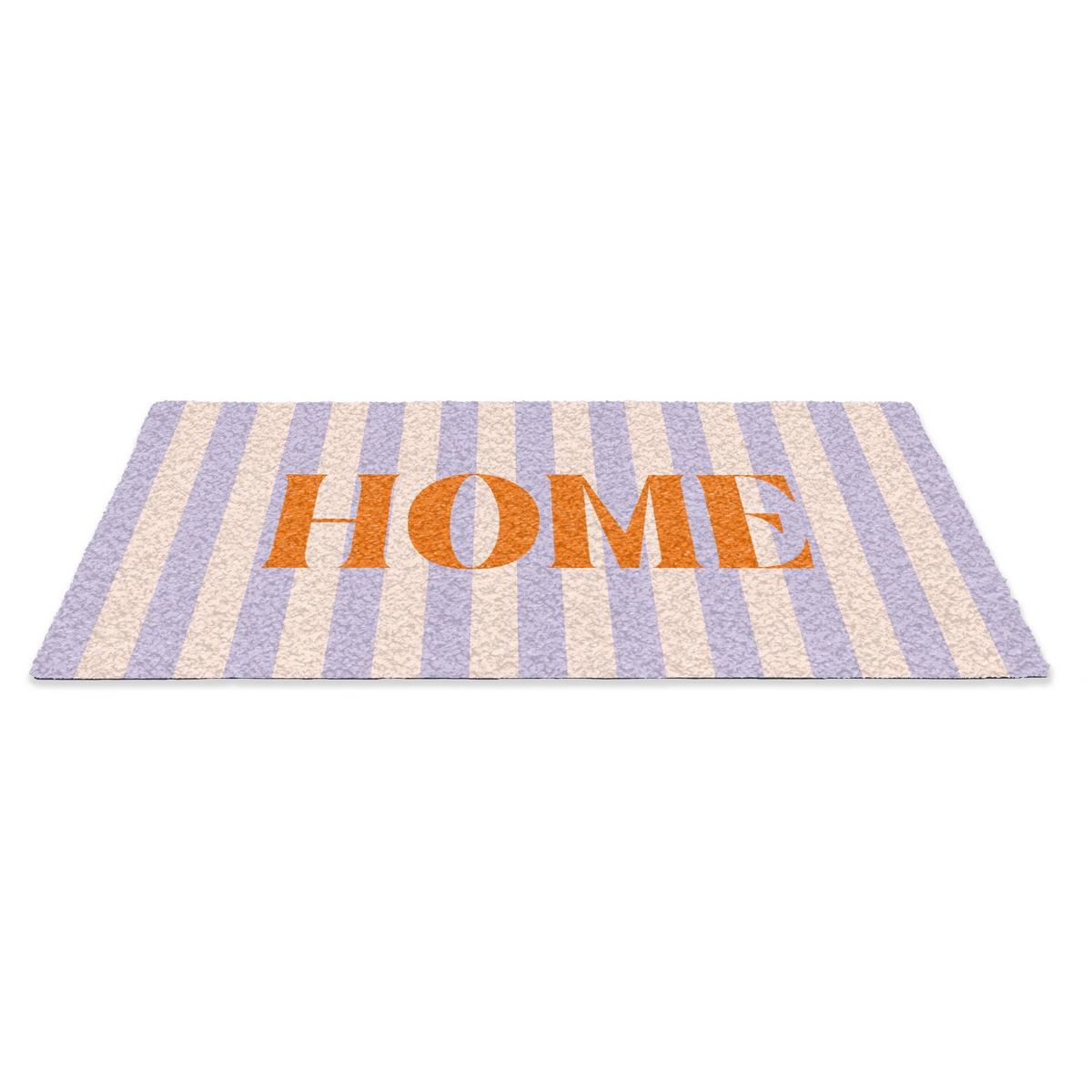 FUSSMATTE Lila – Orange – Streifen – Startseite 90x60 cm - Flieder, Kunststoff (90/0.4cm) - MuchoWow