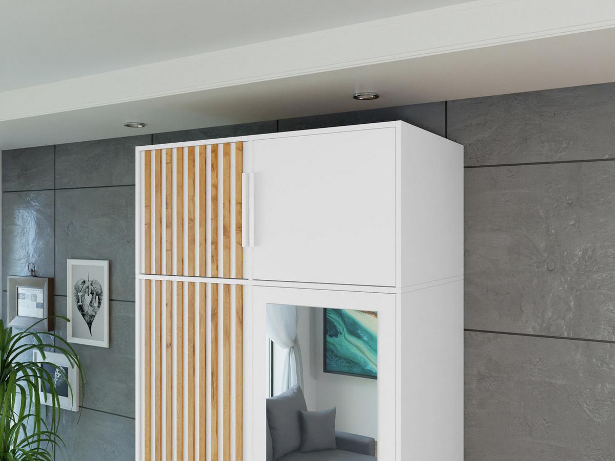 KLEIDERSCHRANK Bali Lux D2 mit Schrankaufsatz - Weiß, Holzwerkstoff/Metall (100/245/58cm) - MIRJAN24