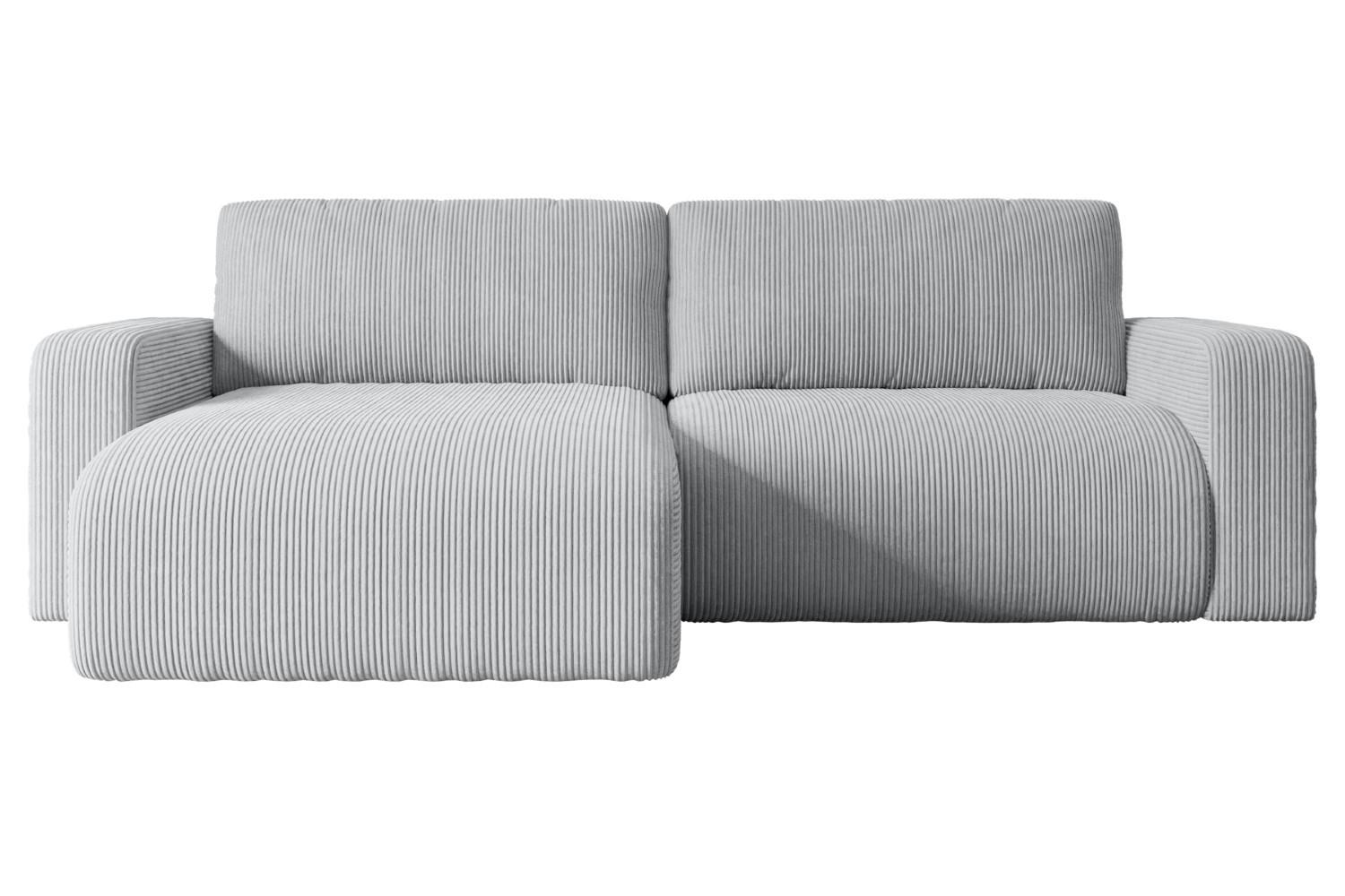 ECKSOFA mit Schlaffunktion und Bettkasten KLEEA-L - 247x143x83 cm Grau Cord - Schwarz/Grau, Holzwerkstoff/Kunststoff (247/143cm) - ALTDECOR
