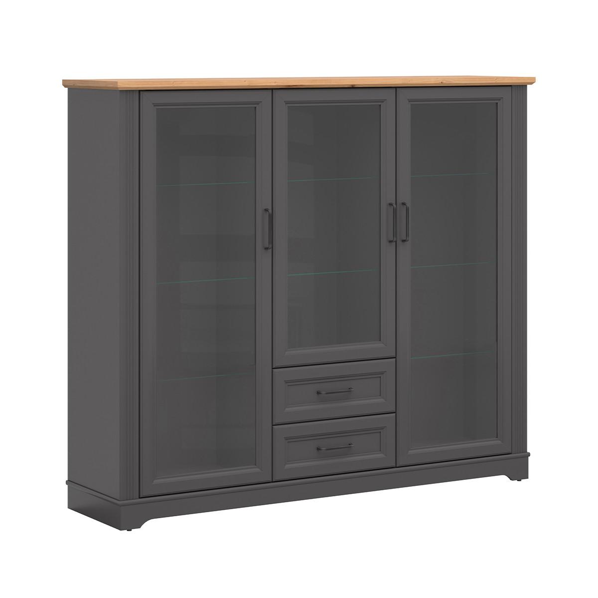 GESCHIRRSCHRANK Charlie Grau - Grau, Holzwerkstoff (168/146/42cm) - Petits-meubles
