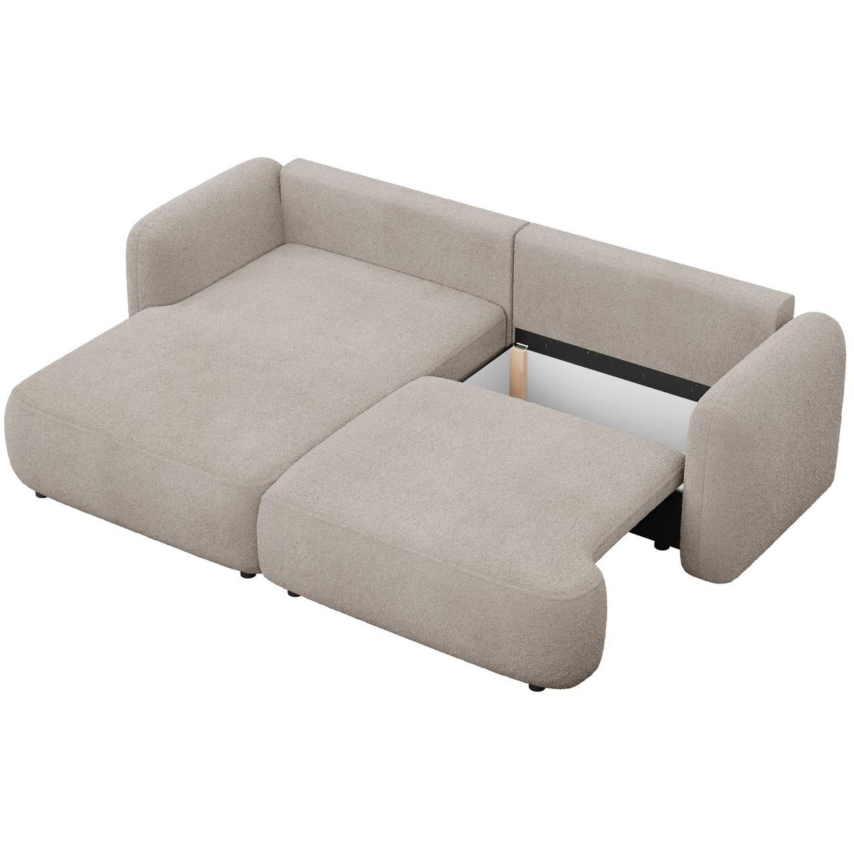 ECKSOFA Tvoya Beigegrau Bouclé - Taupe/Schwarz, Kunststoff/Textil (267/175cm) - Selsey
